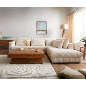 Rohová pohovka Isla 330 x 225 cm manšestr béžová lenoška pravá obraz