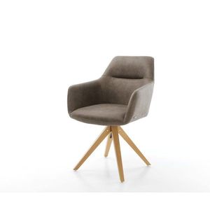 Otočná židle Pejo-Flex taupe vintage mikrovlákno dřevěná podnož obraz
