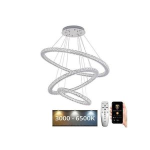 LED Stmívatelný lustr na lanku LED/210W/230V 3000-6500K stříbrná + DO obraz