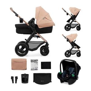 Kinderkraft KINDERKRAFT-Kombinovaný kočárek 3v1 MOOV 2 AIR Sand beige + autosedačka MINK PRO obraz