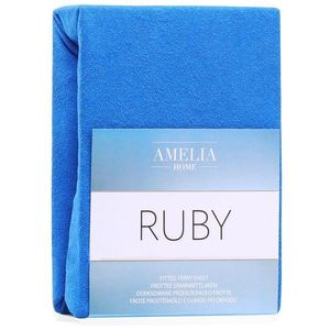 Froté prostěradlo s gumou AmeliaHome Ruby modré, velikost 160-180x200+30 obraz