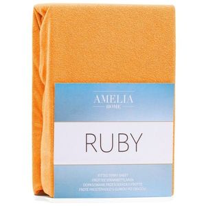 Froté prostěradlo s gumou AmeliaHome Ruby oranžové, velikost 220-240x220+30 obraz