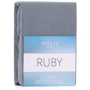 Froté prostěradlo s gumou AmeliaHome Ruby tmavě šedé, velikost 200-220x200+30 obraz