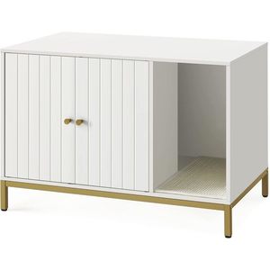 SONGMICS Kočičí toaleta Glenda 80 cm bílá/zlatá obraz
