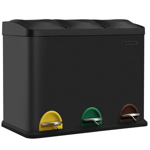 SONGMICS Koš na tříděný odpad Galipa 3x15 l černý obraz