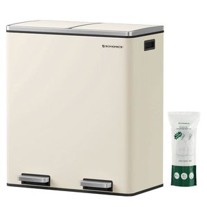 SONGMICS Odpadkový koš s víkem JORDAN 2x30 l krémový obraz