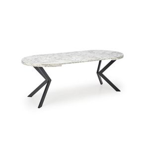 HALMAR Rozkládací jídelní stůl PERONI 100/250 cm bílý mramor/černá obraz