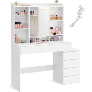 SONGMICS Toaletní stolek Vasagle Ginny 117 cm s LED osvětlením bílý obraz
