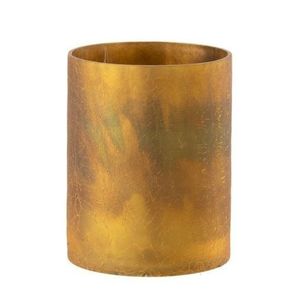 Okrový skleněný svícen s popraskáním - Ø 12*15 cm 95292 obraz