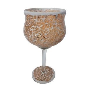 Champagne skleněný svícen na noze Mosaik - Ø 11*25 cm 84817 obraz