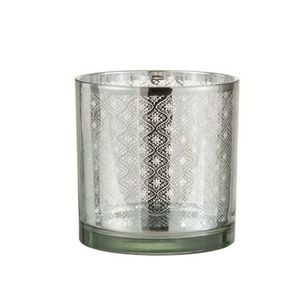Skleněný svícen se stříbrným ornamentem Oriental silver - Ø 15*15cm 4045 obraz