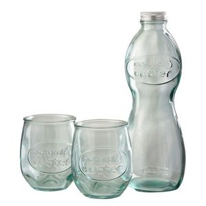 Transparentní skleněná láhev a 2skleničky Natural - Ø 10*26cm 4184 obraz