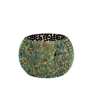 Zelený barevný skleněný svícen Diamond - Ø 10*7cm 6148 obraz