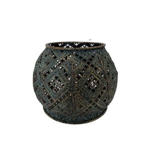 Kovový svícen s modro zlatou patinou - 13, 5*10 cm 6197272 obraz