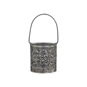 Skleněný svícen s kovovou ozdobou a držadlem Hann - 17*7*8 cm 71660-12 obraz