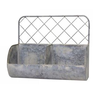 Nástěnná plechová police s patinou a 2 boxy Zinc - 34*15*28cm 64510-00 obraz