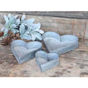 Sada 3ks plechové boxy ve tvaru srdce Zinc - 22*22*5cm 64559-00 obraz