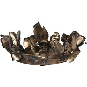 Mosazný antik kovový svícen s květy růže Rose - Ø 18*7 cm 64056813 (64568-13) obraz