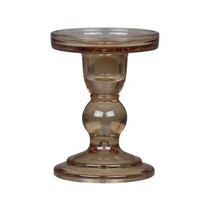 Karamelový skleněný svícen Pillar - Ø 8, 5*11, 5 cm 71567-04 obraz