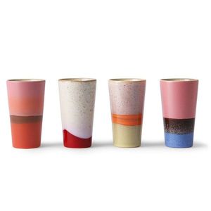 4ks barevný retro hrnek na latté 70s - Ø 7, 5*13cm / 280ml ACE6911 obraz