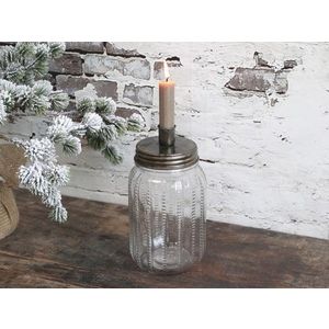 Svícen na úzkou svíčku ve tvaru staré sklenice Jari - Ø 9*22cm 71643-13 obraz