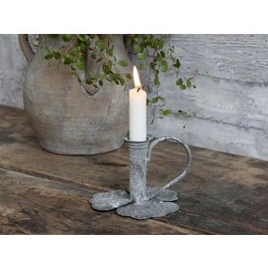Zinkový antik svícen na úzkou svíčku Leaves - 13*12*9cm 71669-00 obraz