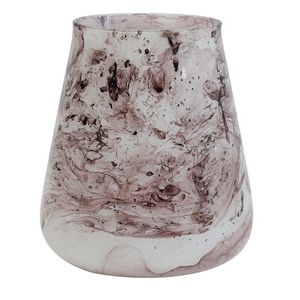 Veliký růžový mramorovaný skleněný svícen Valey – Ø 15*16 cm 7727889 obraz