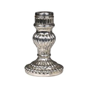 Stříbrný antik skleněný svícen Mercury - Ø 7*11, 5 cm 71591-12 obraz