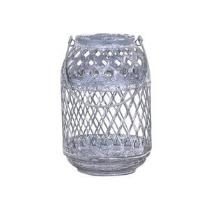 Šedá plechová antik lucerna Ornion - Ø12*18cm 25510-00 obraz