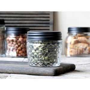 Skleněná dóza s černým šroubovacím víčkem Storage Jam - Ø 8*9 cm/ 0, 26l 61587-00 obraz