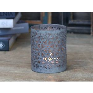 Zinkový antik svícen s květy Flowers - Ø 8*10cm 64221-00 obraz