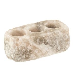 Přírodní svícen ze solného kamene na tři čajové svíčky - 20*10*7 cm 22762 obraz