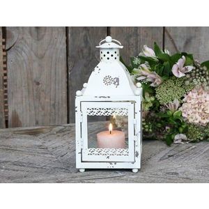 Krémová antik kovová lucerna Lasien - 11*11*24cm 25412-19 obraz