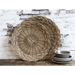2ks kulatý pletený proutěný podnos Brain - Ø 45*4 / Ø 40*4 cm 61596-00 obraz