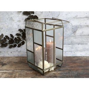 Bronzová antik kovová lucerna s patinou Frosté - 20*20*38cm 25562-13 obraz