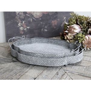 Set 2ks dekorační plechové podnosy s patinou Trao - 53*35*11/ 46*31*10cm 64658-00 obraz