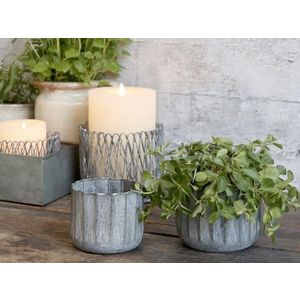 2ks dekorační plechový zinkový antik obal na květináč - Ø 10*8 cm 65070800 (65708-00) obraz
