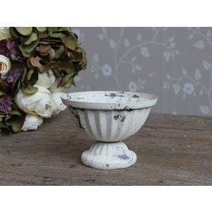 Krémová antik plechová mistička na noze Salio - Ø 11*8 cm 64045519 (64455-19) obraz