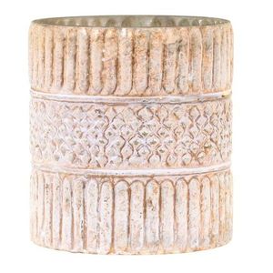 Krémovo-zlatý antik skleněný svícen na čajovou svíčku Malli - Ø 10*12 cm 74022319 (74223-19) obraz