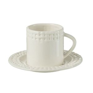 Bílý keramický šálek s podšálkem Hella White - 14*14*9 cm 34642 obraz