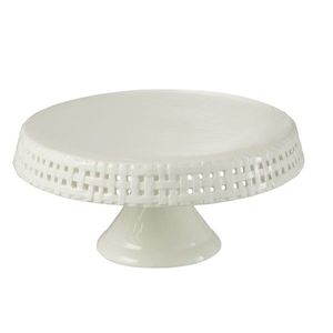 Bílý keramický podnos na noze Hella White M - Ø 25*12cm 34648 obraz