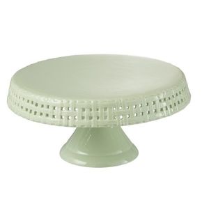Zelený keramický podnos na noze Hella Pastel Green M - Ø 25*12cm 34674 obraz