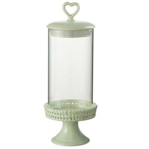 Zelená keramická dóza na noze s víkem Hella Pastel Green M - Ø 11*31cm 34678 obraz