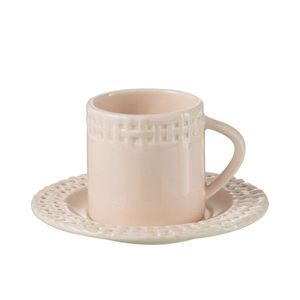 Růžový keramický šálek s podšálkem Hella Pastel Pink - 14*14*9 cm 34694 obraz