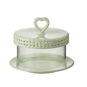 Zelený keramický servírovací podnos s poklopem Hella Pastel Green - Ø16*13 cm 34677 obraz