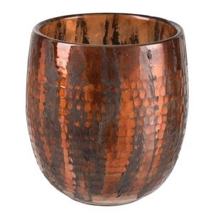 Koňakový mramorovaný skleněný svícen - Ø 19*20 cm 86519 obraz