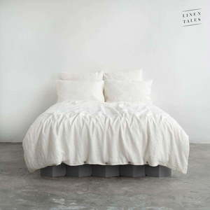 Bílé lněné povlečení na jednolůžko 140x200 cm White – Linen Tales obraz
