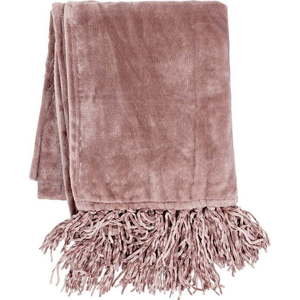 Růžová mikroplyšová deka Tiseco Home Studio Tassels, 220 x 240 cm obraz