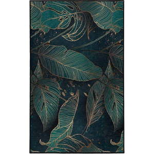 Pratelný koberec v petrolejové barvě 160x230 cm Midnight Jungle – Mila Home obraz