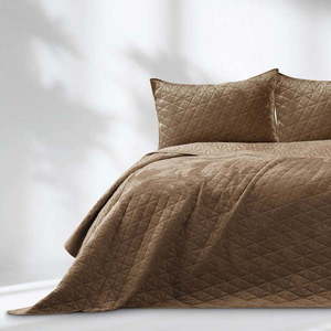 Světle hnědý sametový prošívaný přehoz 170x210 cm Laila – AmeliaHome obraz